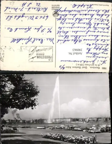 390963,Geneve Genf Quai Gustave Ador et le jet d'eau Boote Fontäne