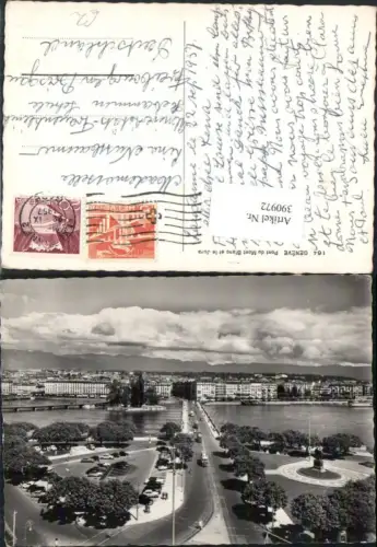 390972,Geneve Genf Pont du Mont Blanc et le Jura Teilansicht Brücke