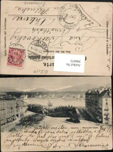 390973,Geneve Genf Place des Alpes Platz Monument Segelboote