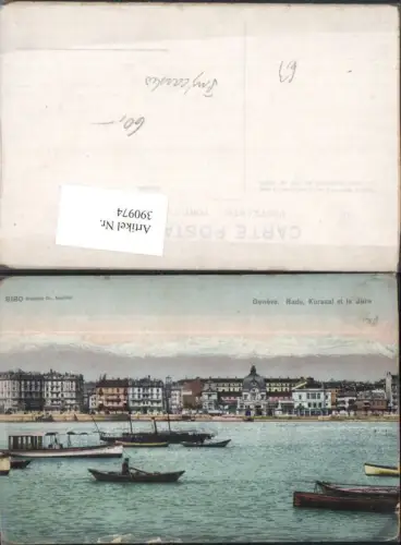 390974,Geneve Genf Rade Kursaal et le Jura Teilansicht Boote Dampfer