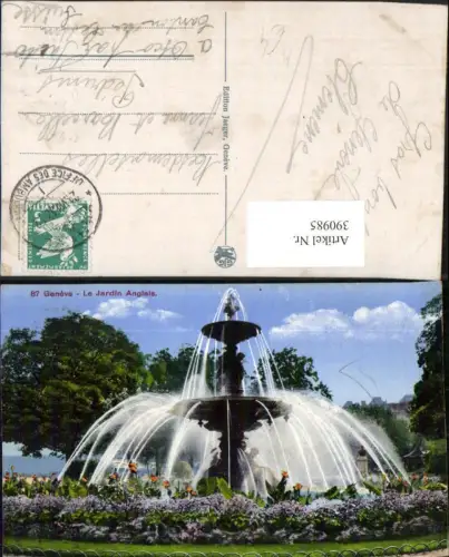 390985,Geneve Genf Le Jardin Anglais Springbrunnen Brunnen