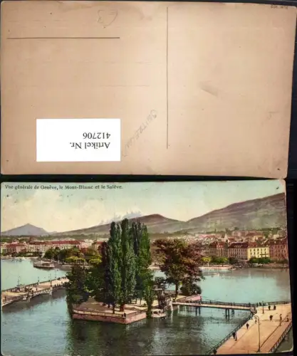 412706,Geneve Genf Vue generale et Mont-Blanc et le Saleve Teilansicht Insel