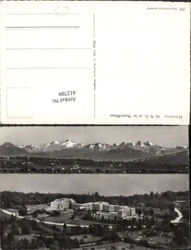 412709,Geneve Genf O.N.U. Gebäude et le Mont-Blanc Bergkulisse