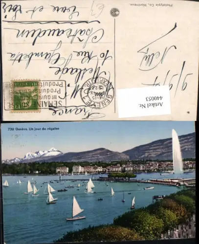 440053,Genf Geneve Un jour de regates Regatta Segelbote Bergkulisse