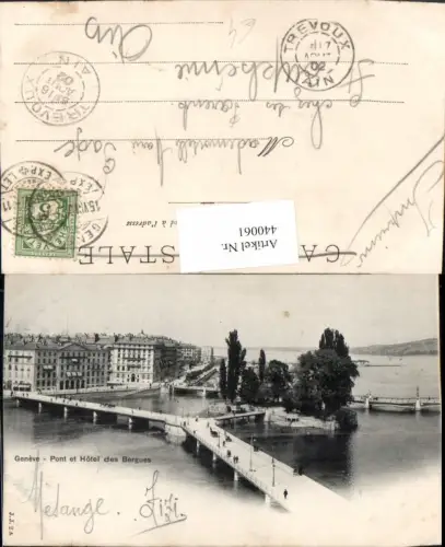 440061,Genf Geneve Pont et Hotel des Bergues Brücke