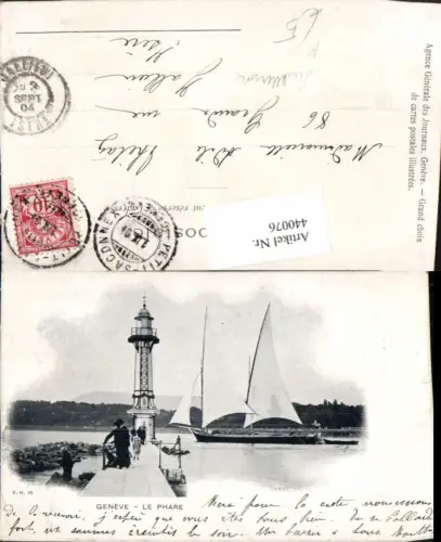 440076,Genf Geneve Le Phare Leuchtturm Segelboot