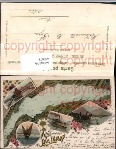 460078,Litho Geneve Genf Lac Leman Dampfer Mehrbildkarte pub Künzli 2208