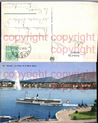 460085,Geneve Genf La Rade et Mont Blanc Dampfer Fontäne