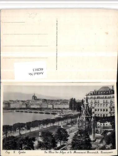 482013,Geneve Genf Place Alpes et Monument Brunswick Panorama