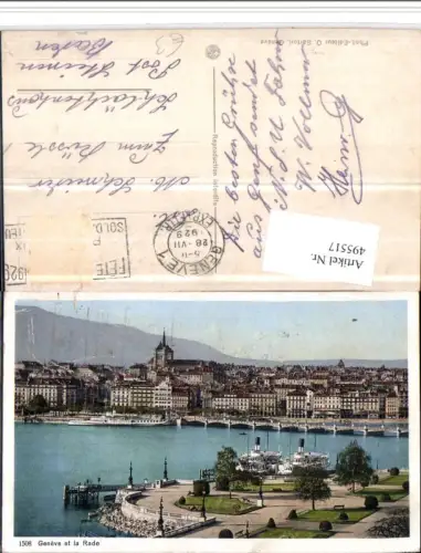 495517,Geneve et la Rade Genf Teilansicht Dampfer