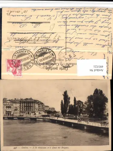 495521,Geneve Genf Ile Rousseau et Quai Bergues Insel Brücke