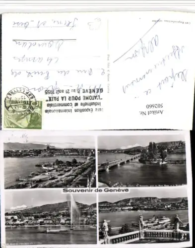 502660,Geneve Genf Teilansicht Dampfer Brücke Fontäne Mehrbildkarte