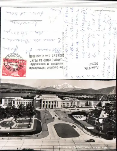 502661,Geneve Genf Palais de O.N.U. Et le Mont Blanc Bergkulisse