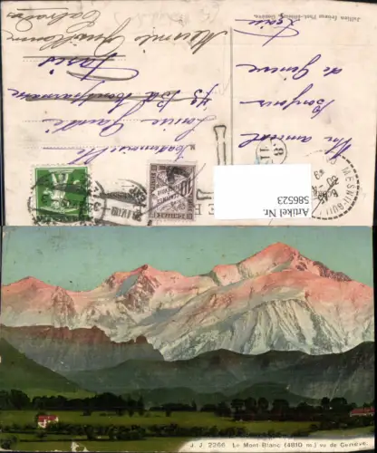 586523,Le Mont Blanc vu de Geneve Genf Switzerland Nachgebühr Stempel