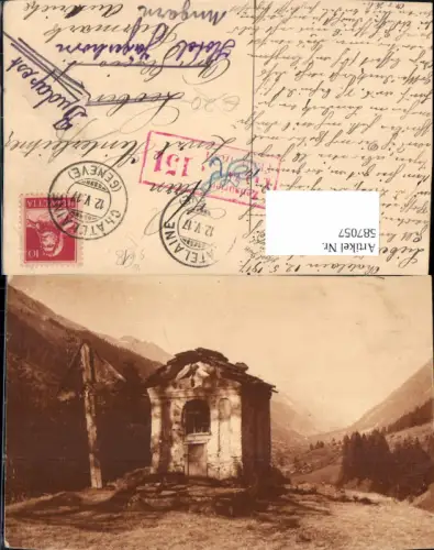 587057,Vernier Genf Geneve Wegkreuz u. Kapelle Switzerland Stempel Chatelaine