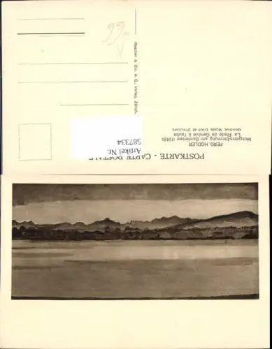 587334,Künstler Ak Ferd. Hodler Morgenstimmung a. Genfersee Geneve Genf La Rade Switzerland