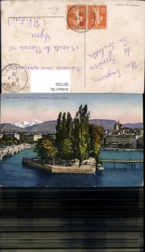 587350,Geneve Genf Ile de J. J. Rousseau et Mont Blanc Switzerland