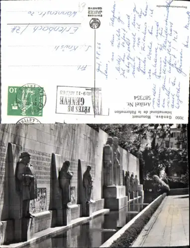 587354,Foto Ak Geneve Genf Monument International de la Reformation Stempel Fetes de Geneve 1963 Switzerland