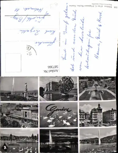 587366,Mehrbild Ak Geneve Genf La Gare Bahnhof Springbrunnen Switzerland