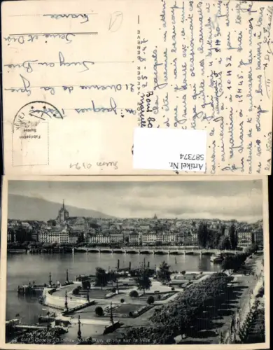 587374,Geneve Genf Quai du Mont Blanc et vue sur la Ville Switzerland