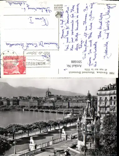591688,Foto Ak Geneve Genf Monument Brunswick et vue sur la Ville Switzerland