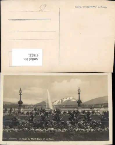 618921,Foto Ak Geneve Genf La Quai du Mont Blanc et la Rade Springbrunnen Fontäne
