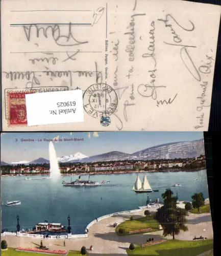 619025,Geneve Genf La Rade u. Le Mont Blanc Fontäne Schiffe Dampfer