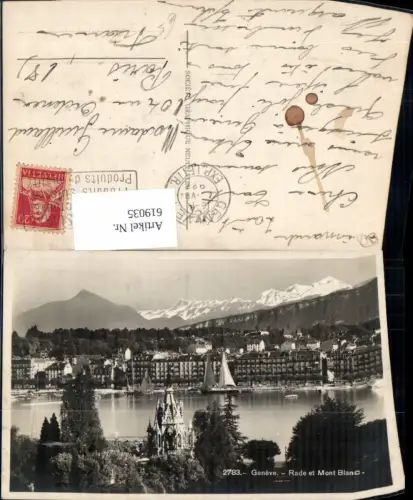 619035,Geneve Genf Rade et Mont Blanc Segelschiff Schiff