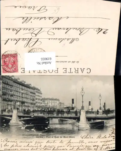 619055,Geneve Genf Pont et Quai du Mont Blanc Brücke Schiffe Dampfer