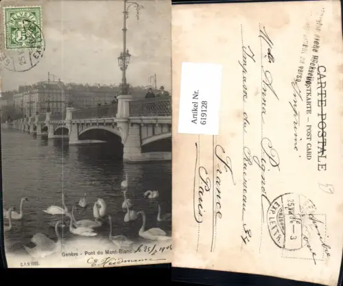 619128,Geneve Genf Pont du Mont Blanc Schwan Schwäne Brücke