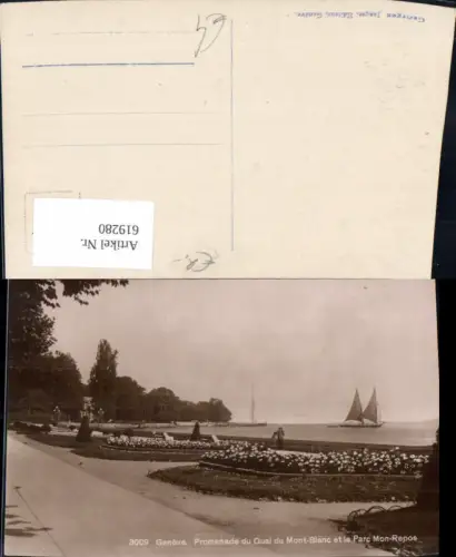 619280,Foto Ak Geneve Genf Promenade du Quai du Mont Blanc et le Parc Non-Repos Segelboote