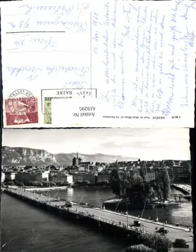 619295,Foto Ak Geneve Genf Pont du Mont Blanc et Ile Rousseau Brücke