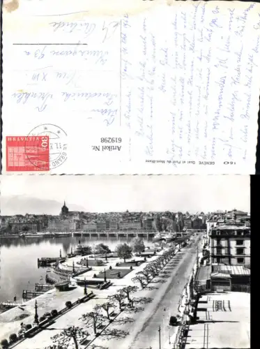 619298,Foto Ak Geneve Genf Quai et Pont du Mont Blanc Brücke Schiff Dampfer