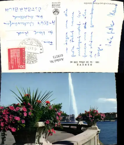 619573,Foto Ak Geneve Genf Le Jet d Eau Fontäne Blumen
