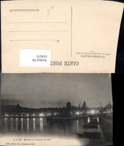 619575,Geneve Genf a 11 heures du soir Schiffe Dampfer b. Nacht