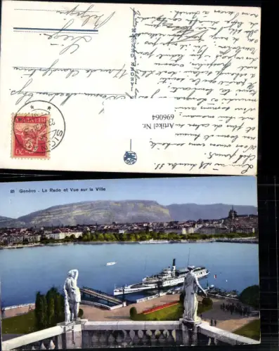 696064 Genf Geneve Dampfer Genfersee Vue dur la Ville Rade