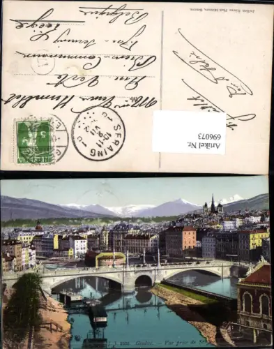 696073 Genf Geneve Pont Brücke Mont Blanc
