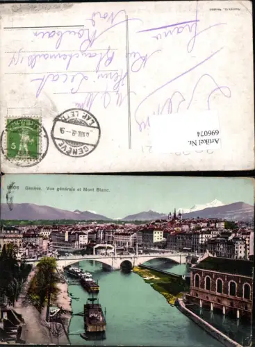 696074 Genf Geneve Pont Brücke Mont Blanc