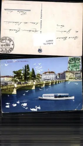 696077 Genf Geneve Pont Brücke Mont Blanc Boot