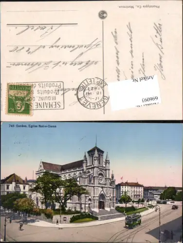 696093 Genf Geneve Eglise Kirche Notre Dame Tram Tramway Straßenbahn