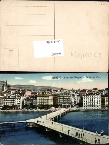 696097 Genf Geneve Pont Brücke des Bergues Grand Quai