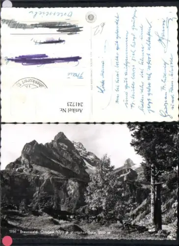 241723,Braunwald Ortstock u. Hoher Turm Bergkulisse Kt Glarus