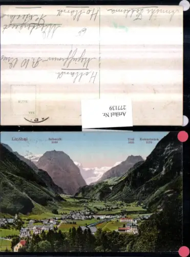 277139,Linthal Totale m. Selbsanft Tödi Kammerstock Bergkulisse Kt Glarus