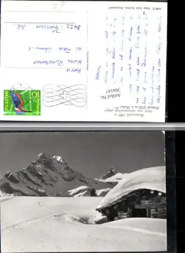 304147,Braunwald Blick v. Braunwaldalp m. Ortstock u. Hoher Turm Bergkulisse Winterbild Kt Glarus