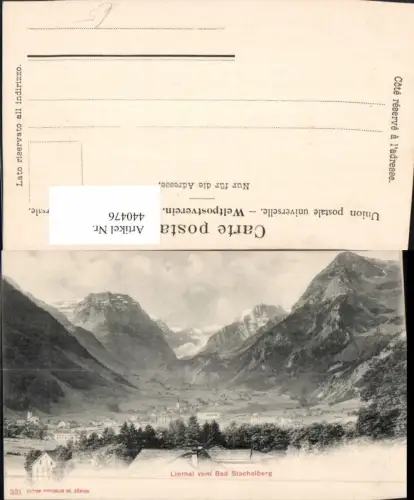 440476,Linthal vom Bad Stachelberg Totale Bergkulisse Kt Glarus