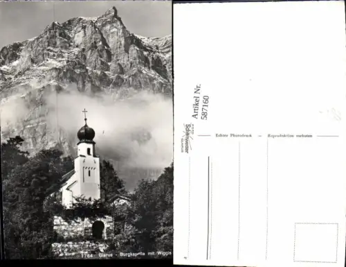 587160,Foto Ak Glarus Burgkapelle m. Wiggis Switzerland
