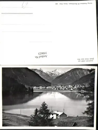 350623,Davos Teilansicht Blick über den See Bergkulisse Kt Graubünden