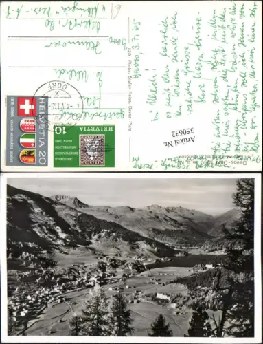 350632,Davos-Dorf Totale m. Casanna Gotschna Bergkulisse Kt Graubünden