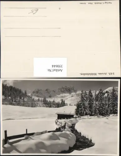 350644,Foto AK Arosa Mühleboden Bergkulisse Bach Winterbild Kt Graubünden