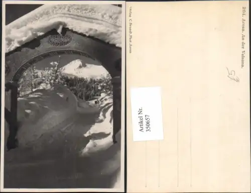 350657,Foto AK Arosa An der Valsana Tor Winterbild Kt Graubünden